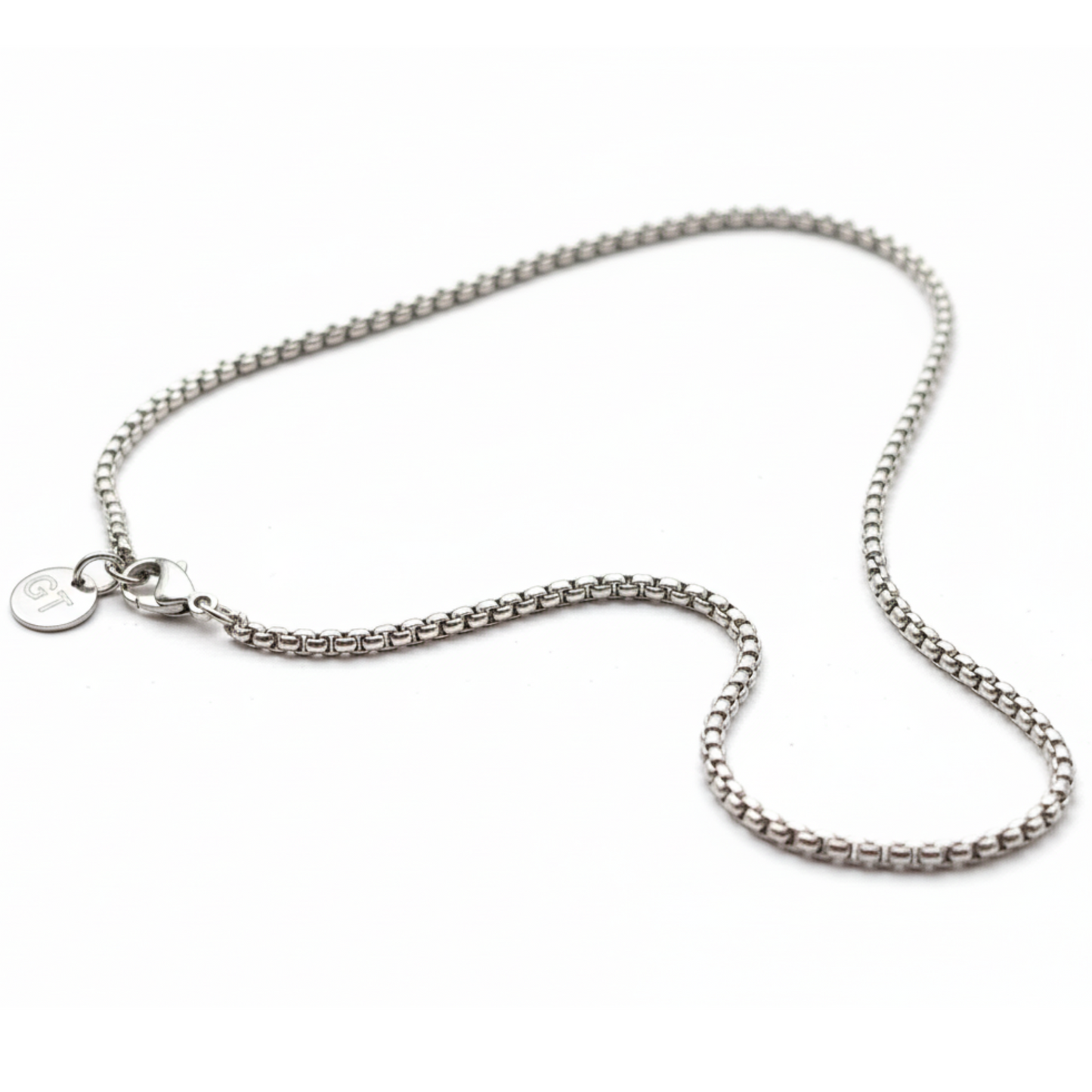 2.5mm Box Style Chain, Stainless Steel, Personalized