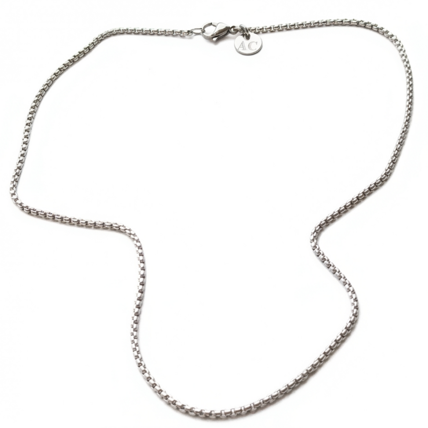 2mm Box Style Chain, Stainless Steel, Personalized