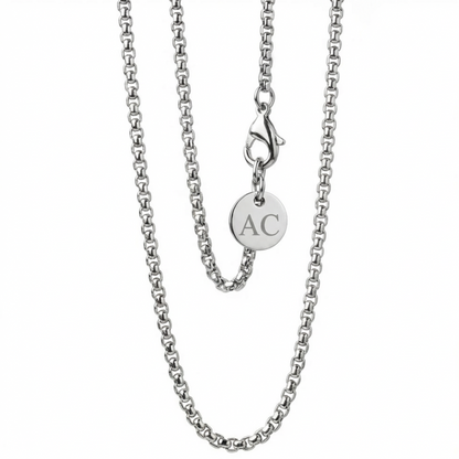 2mm Box Style Chain, Stainless Steel, Personalized