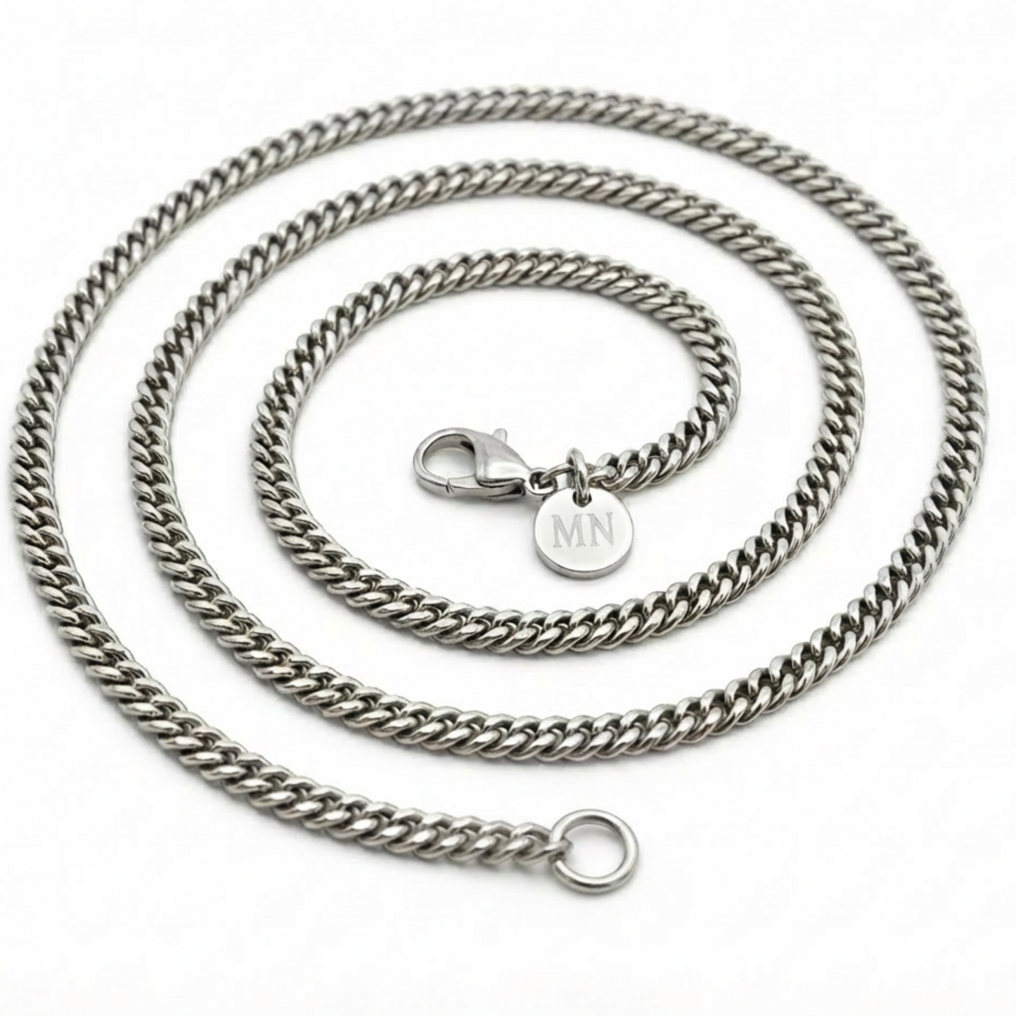3.5mm Diamond Cut Curb Chain, Stainless Steel, Personalized
