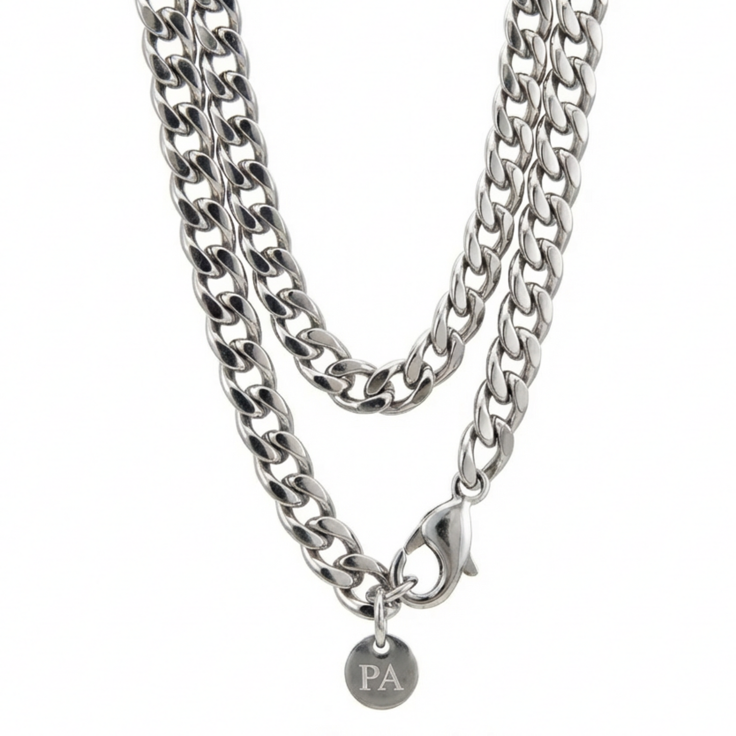 7mm Curb Style Chain, Stainless Steel, Personalized