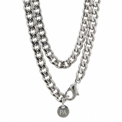 7mm Curb Style Chain, Stainless Steel, Personalized