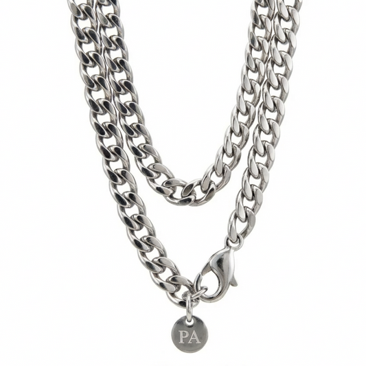 7mm Curb Style Chain, Stainless Steel, Personalized