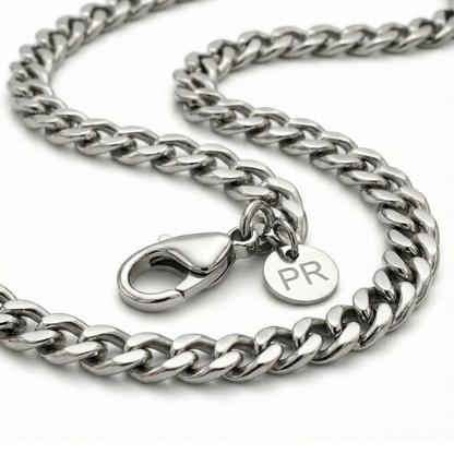 7mm Curb Style Chain, Stainless Steel, Personalized