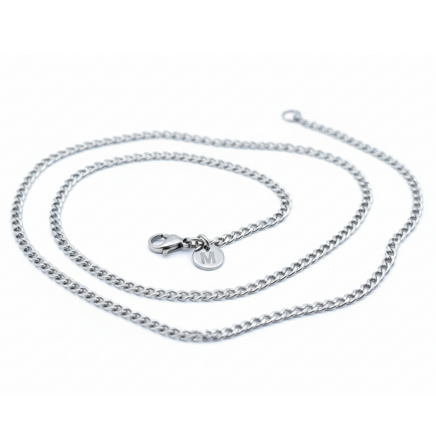 3mm Curb Style Chain, Stainless Steel, Personalized