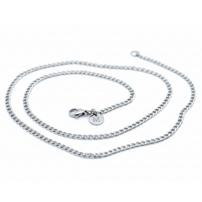3mm Curb Style Chain, Stainless Steel, Personalized