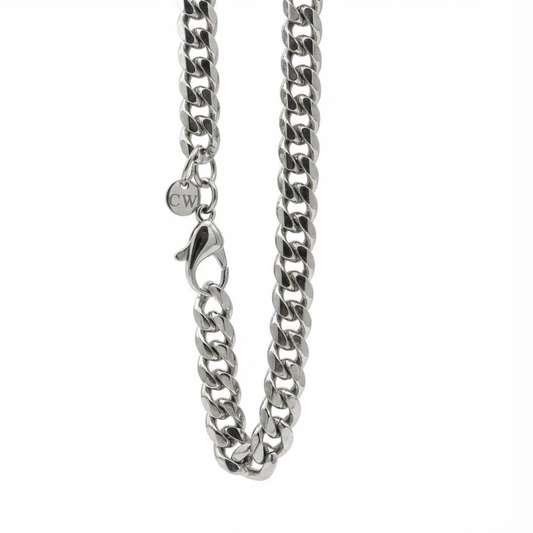 9mm Cuban Style Chain, Stainless Steel, Personalized
