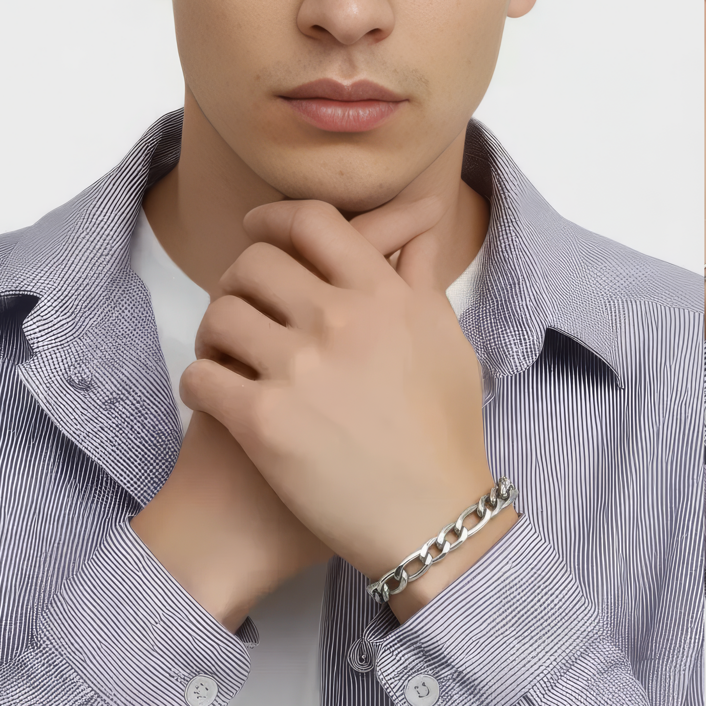 7mm Figaro Style Bracelet, Stainless Steel, Personalized