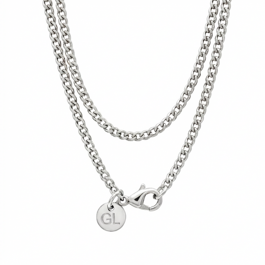 2.5mm Curb Style Chain, Stainless Steel, Personalized