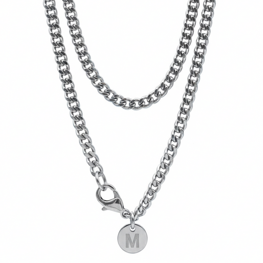 4mm Curb Style Chain, Stainless Steel, Personalized