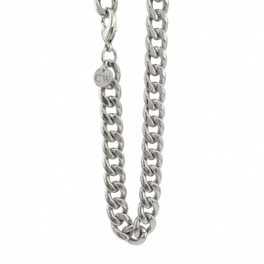 12mm Curb Style Chain, Stainless Steel, Personalized