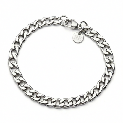 7mm Curb Style Bracelet, Stainless Steel, Personalized