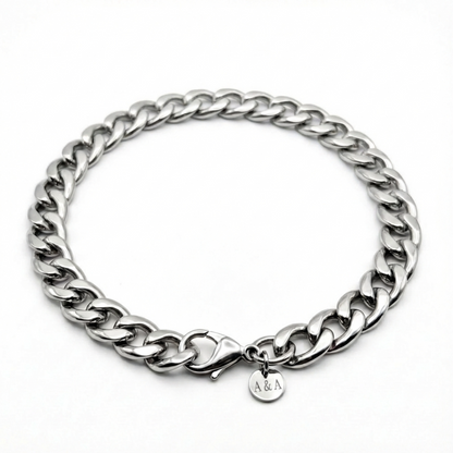 10mm Curb Style Bracelet, Stainless Steel, Personalized