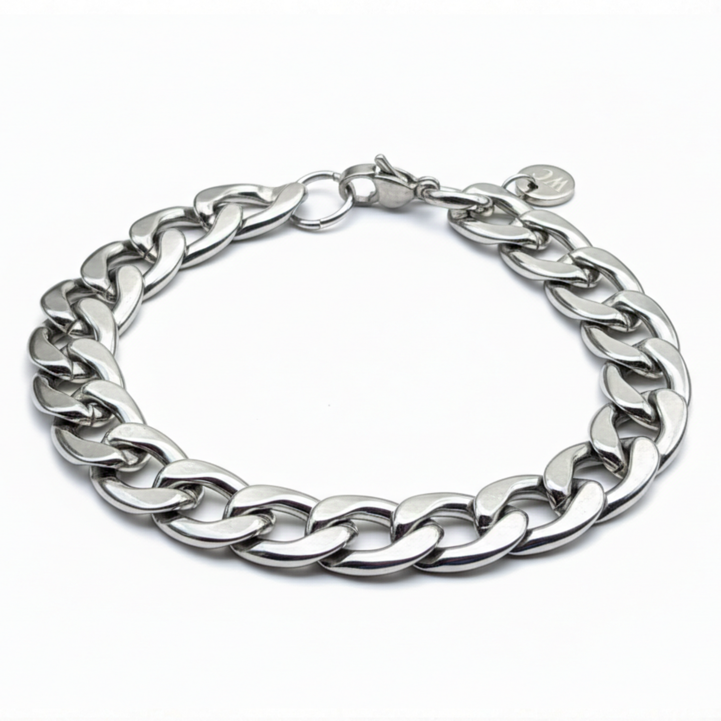 12mm Curb Style Bracelet, Stainless Steel, Personalized