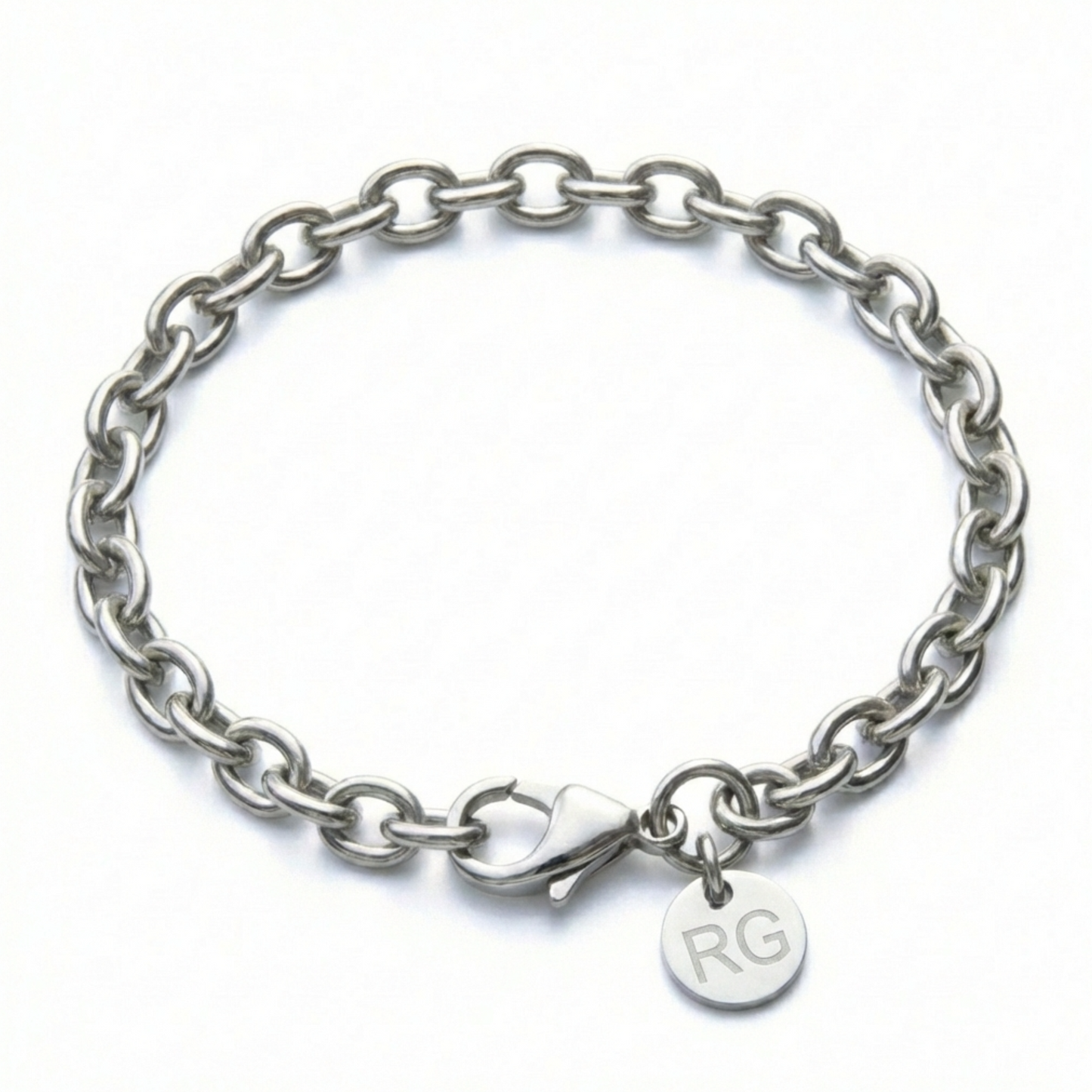 6mm Cable Chain Style Bracelet, Stainless Steel, Personalized