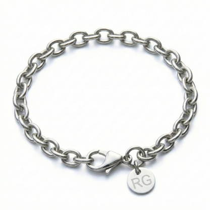 6mm Cable Chain Style Bracelet, Stainless Steel, Personalized