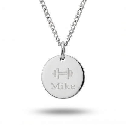 20mm Stainless Steel Medallion Pendant Necklace, Customized