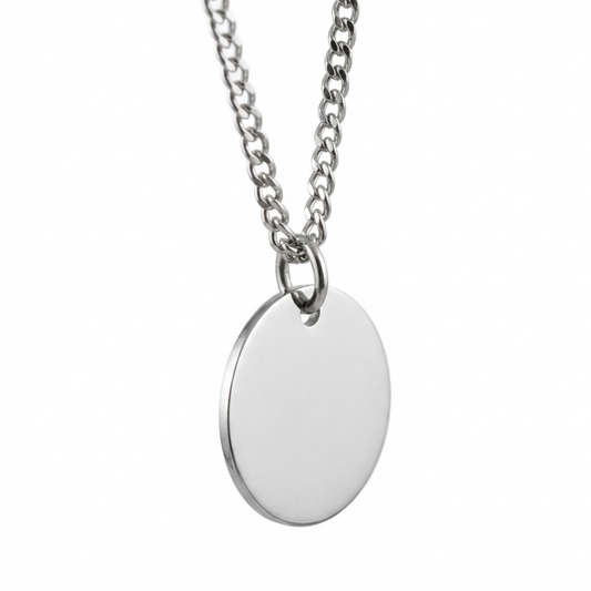 20mm Stainless Steel Medallion Pendant Necklace, Customized