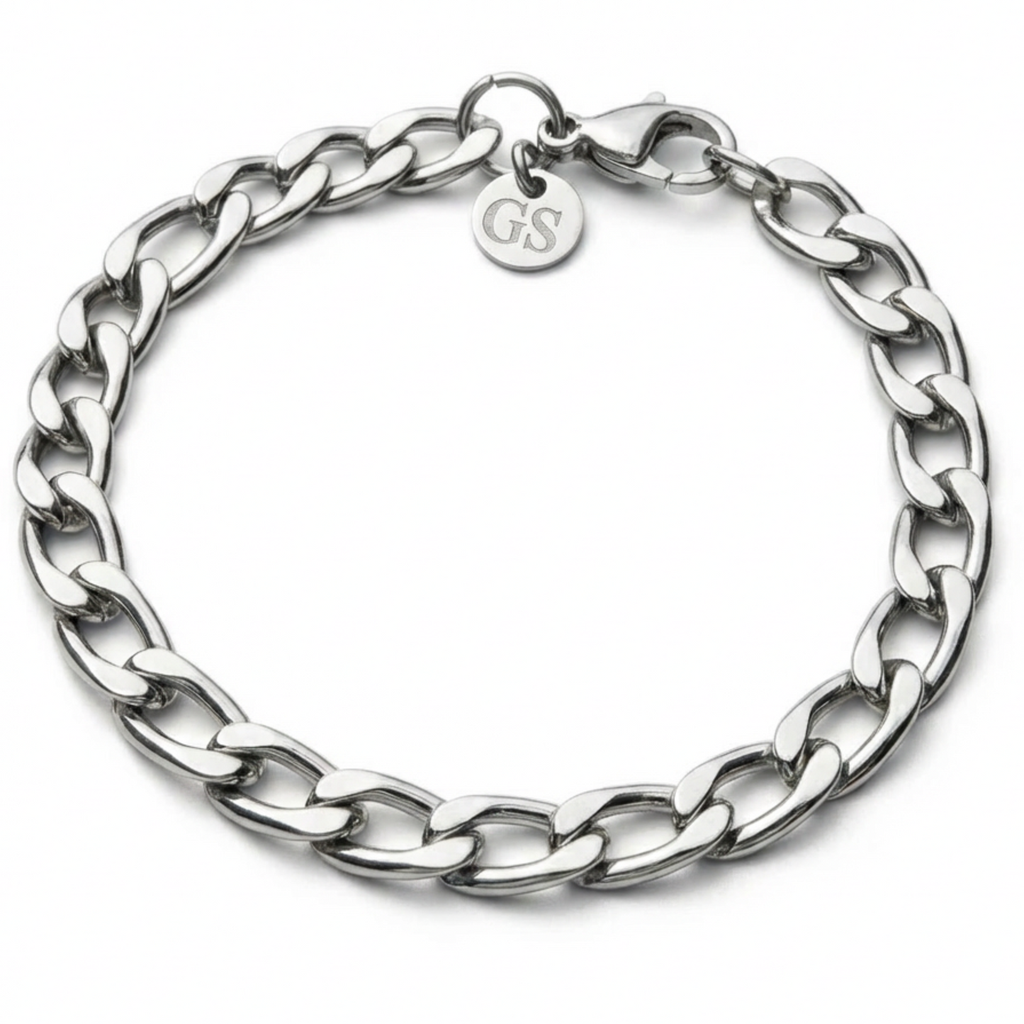 10mm Curb Style Bracelet, Stainless Steel