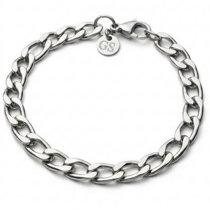 10mm Curb Style Bracelet, Stainless Steel