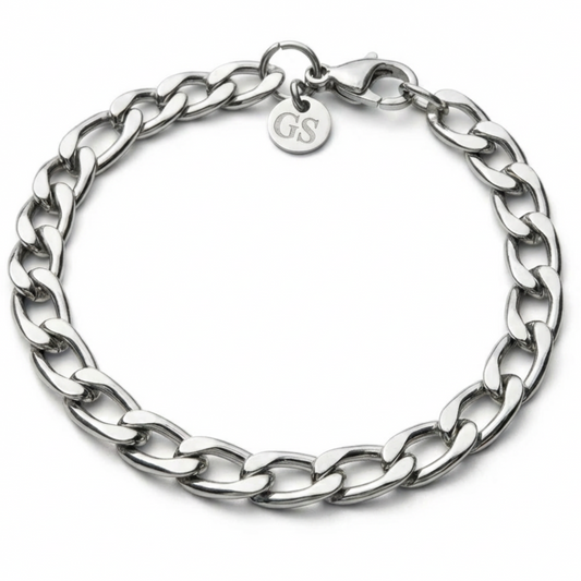 10mm Curb Style Bracelet, Stainless Steel