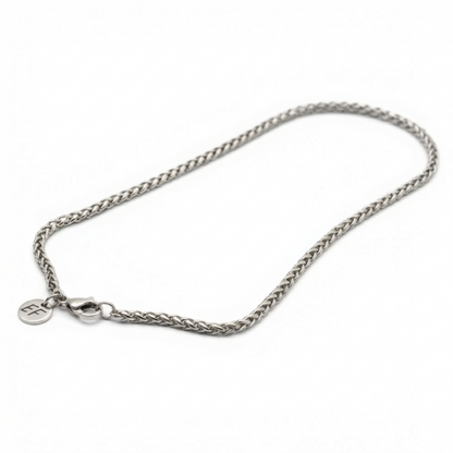 3mm Wheat Style Chain, Stainless Steel, Personalized