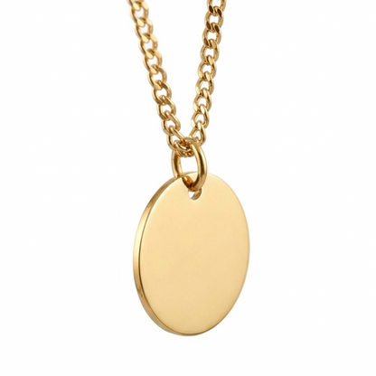 20mm Stainless Steel Medallion Pendant Necklace Gold Edition