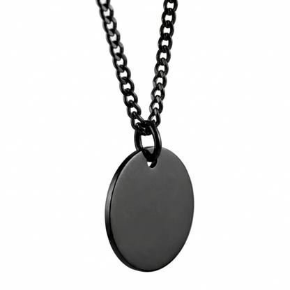 20mm Stainless Steel Medallion Pendant Necklace Black Edition