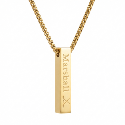 6mm x 30mm Stainless Steel Bar Pendant Necklace Gold Edition