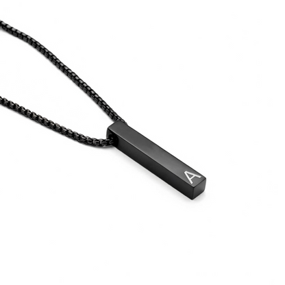 6mm x 30mm Stainless Steel Bar Pendant Necklace Black Edition