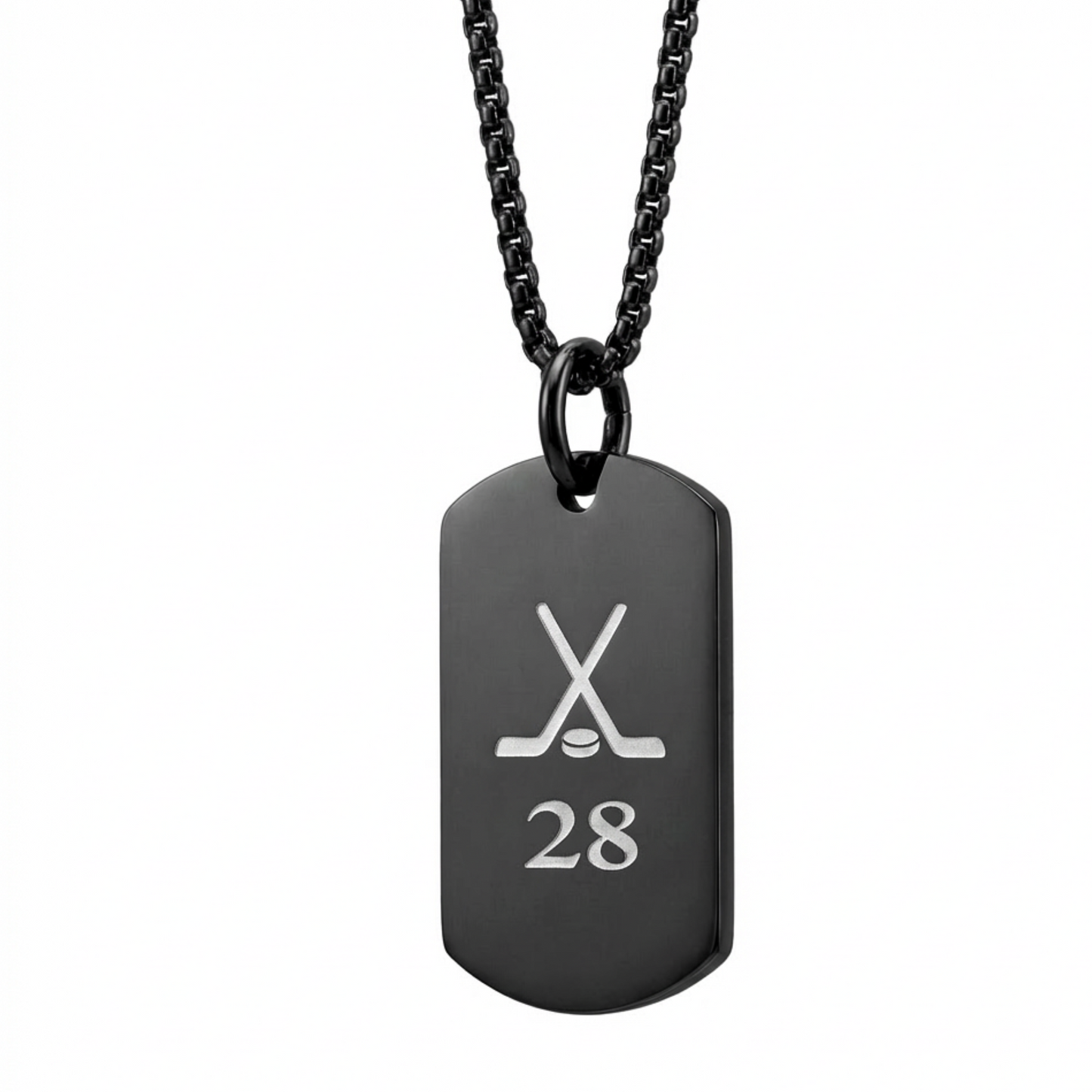 18mm x 28mm Stainless Steel Pendant Necklace Black Edition