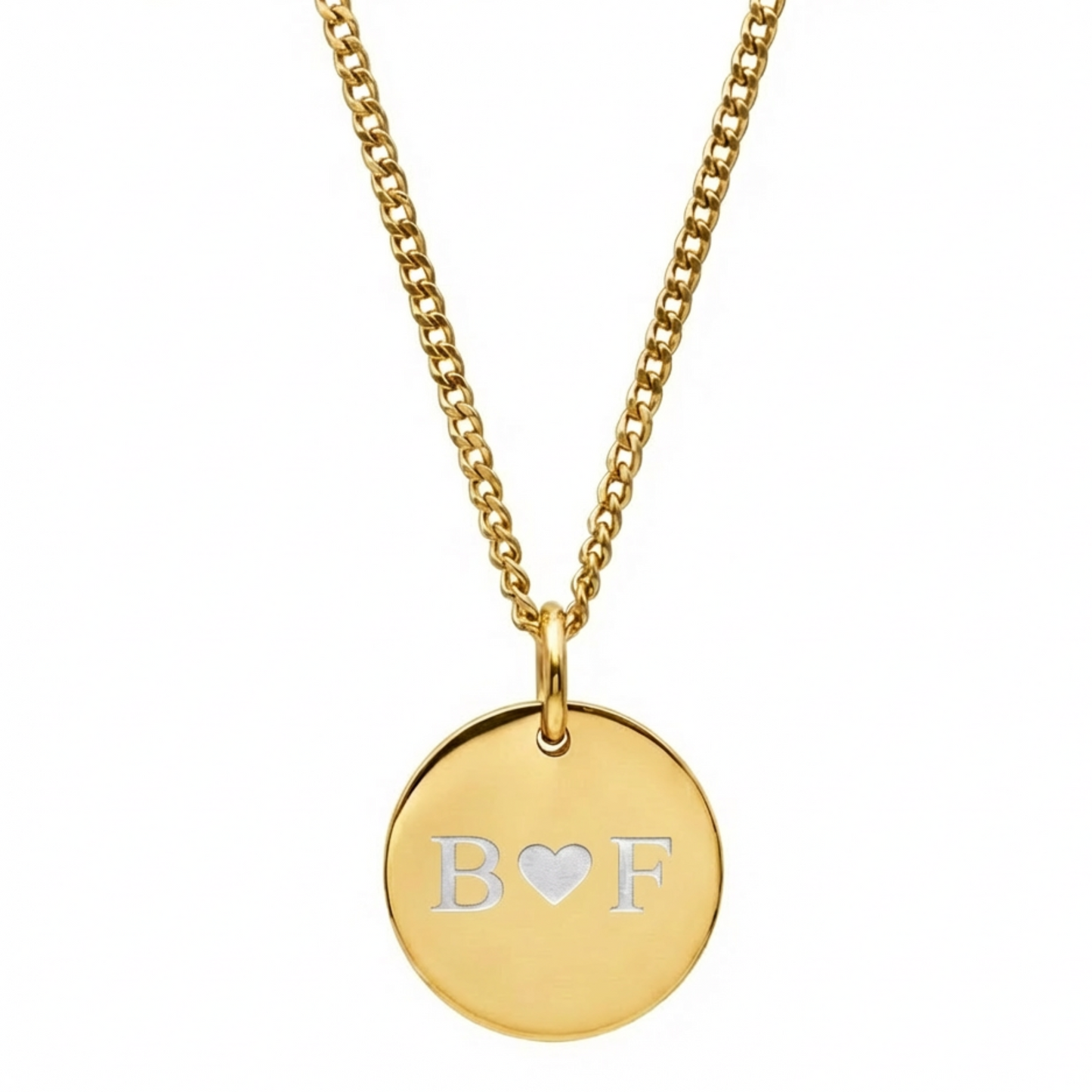 20mm Stainless Steel Medallion Pendant Necklace Gold Edition