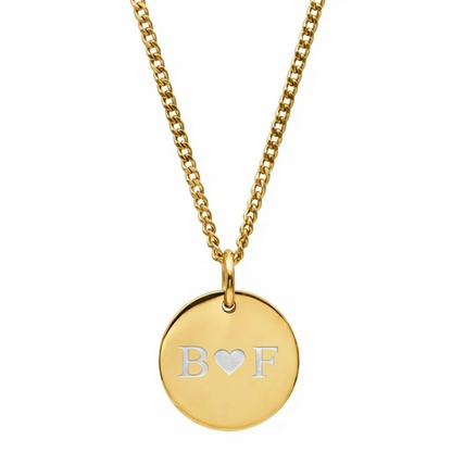 20mm Stainless Steel Medallion Pendant Necklace Gold Edition