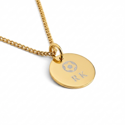 20mm Stainless Steel Medallion Pendant Necklace Gold Edition