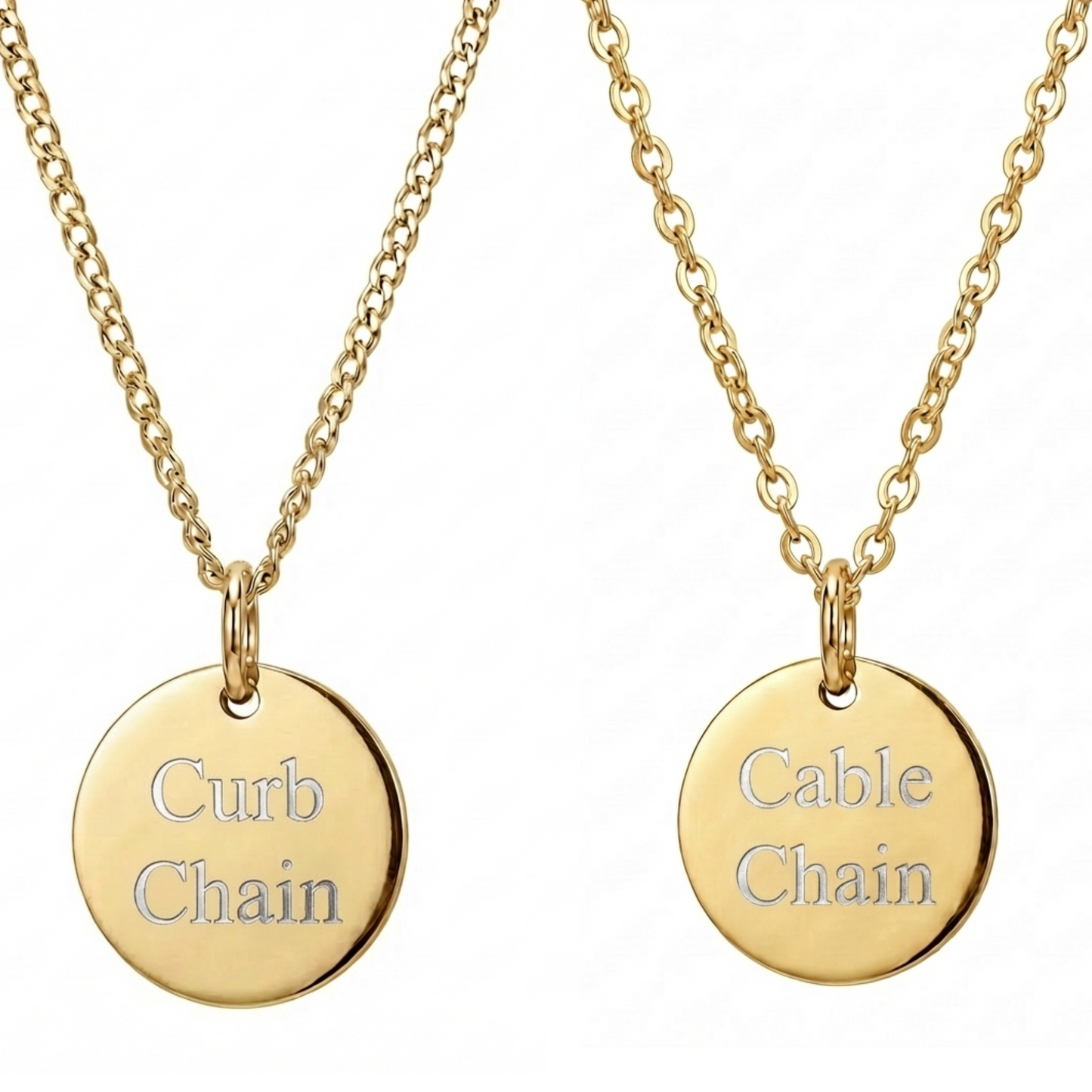 20mm Stainless Steel Medallion Pendant Necklace Gold Edition