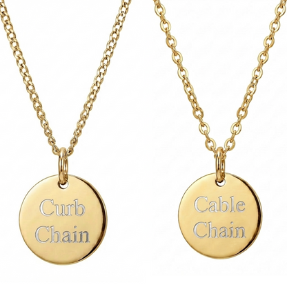 20mm Stainless Steel Medallion Pendant Necklace Gold Edition