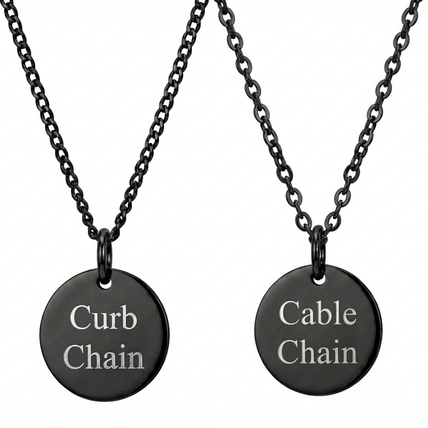 20mm Stainless Steel Medallion Pendant Necklace Black Edition
