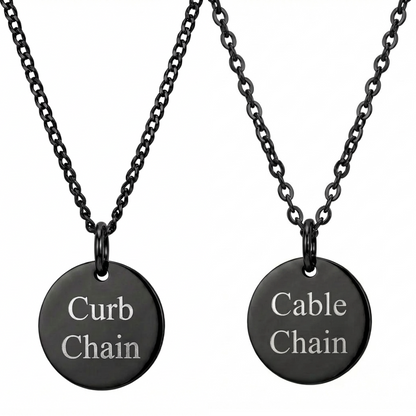 20mm Stainless Steel Medallion Pendant Necklace Black Edition