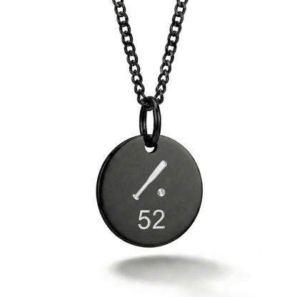 20mm Stainless Steel Medallion Pendant Necklace Black Edition