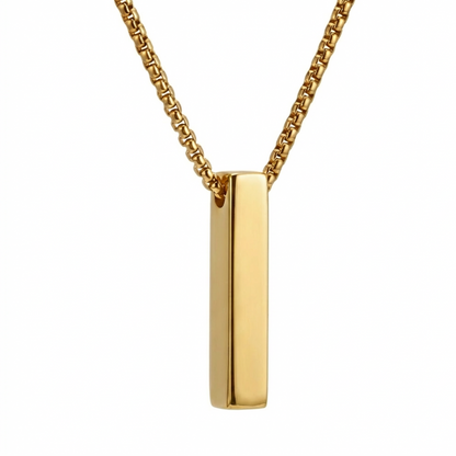 6mm x 30mm Stainless Steel Bar Pendant Necklace Gold Edition