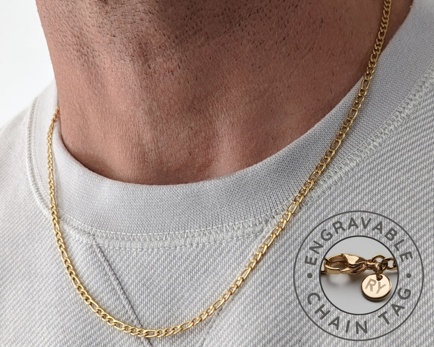 3mm Figaro Style Chain, Stainless Steel
