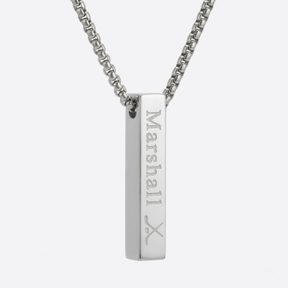 6mm x 30mm Stainless Steel Bar Pendant Necklace