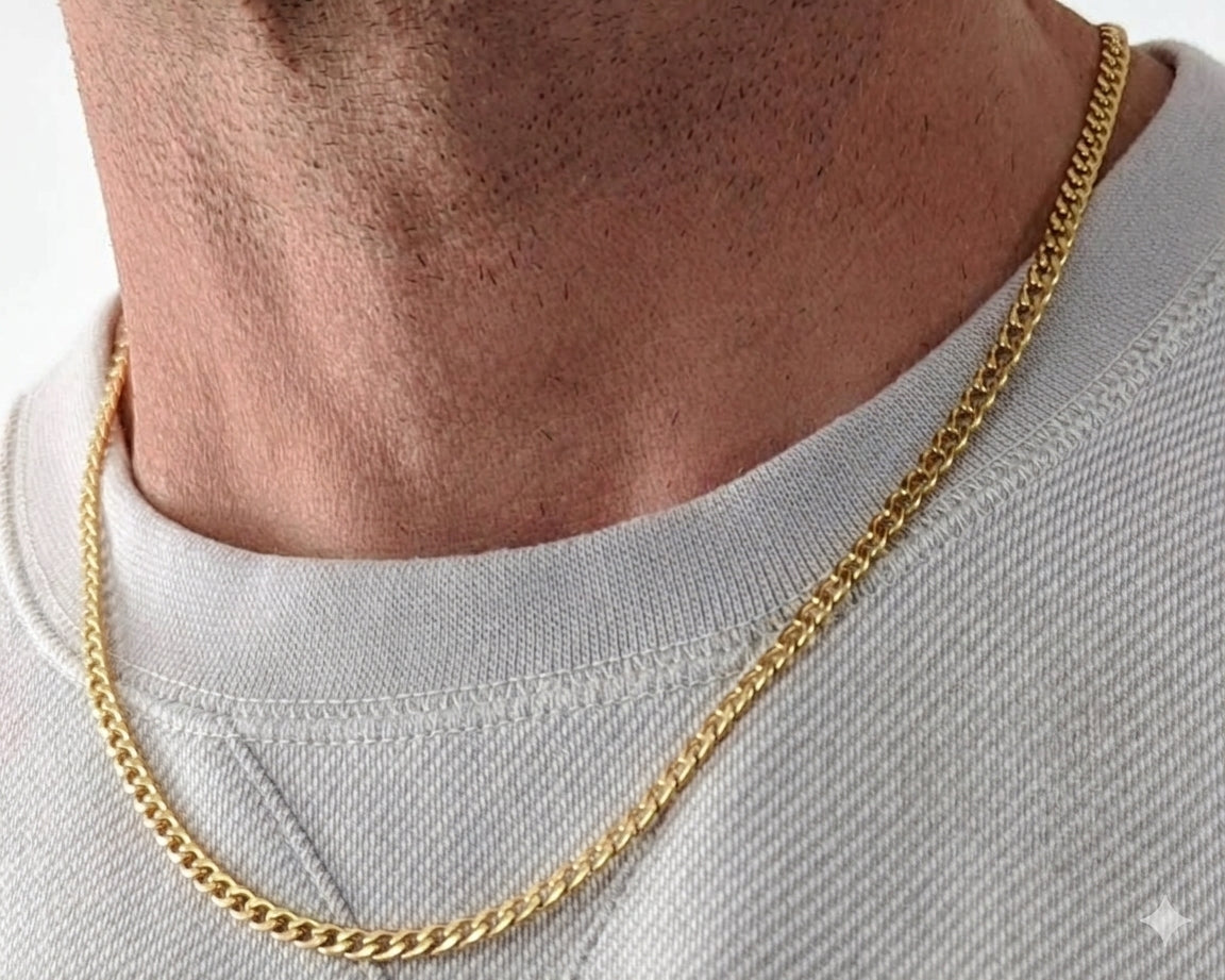 4mm Curb Style Chain, Stainless Steel, Personalized