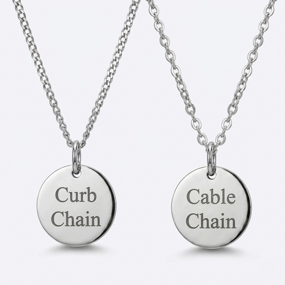20mm Stainless Steel Medallion Pendant Necklace, Personalized