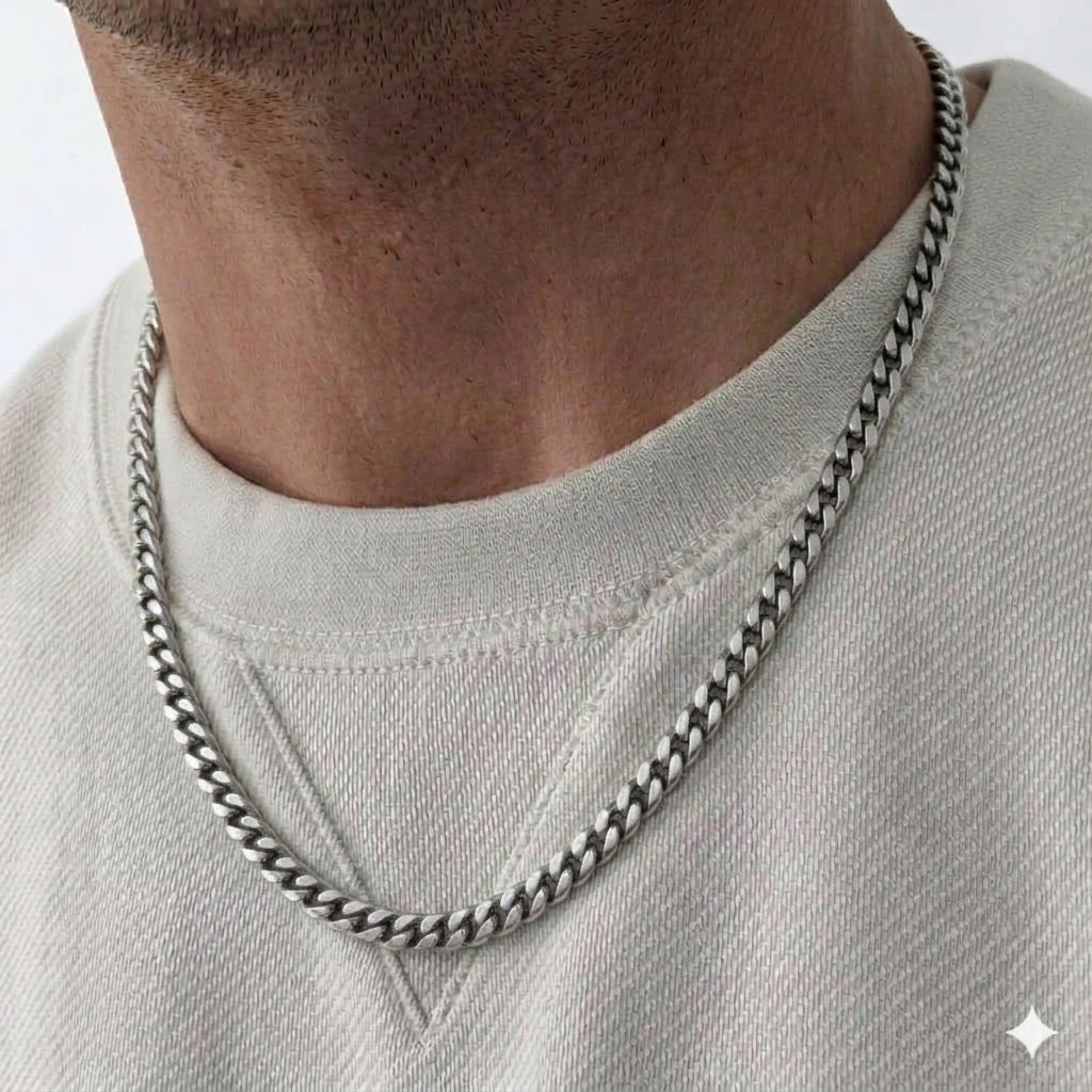 7mm Cuban Style Chain, Stainless Steel, Personalized