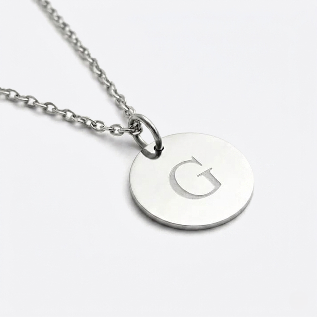 20mm Stainless Steel Medallion Pendant Necklace, Personalized