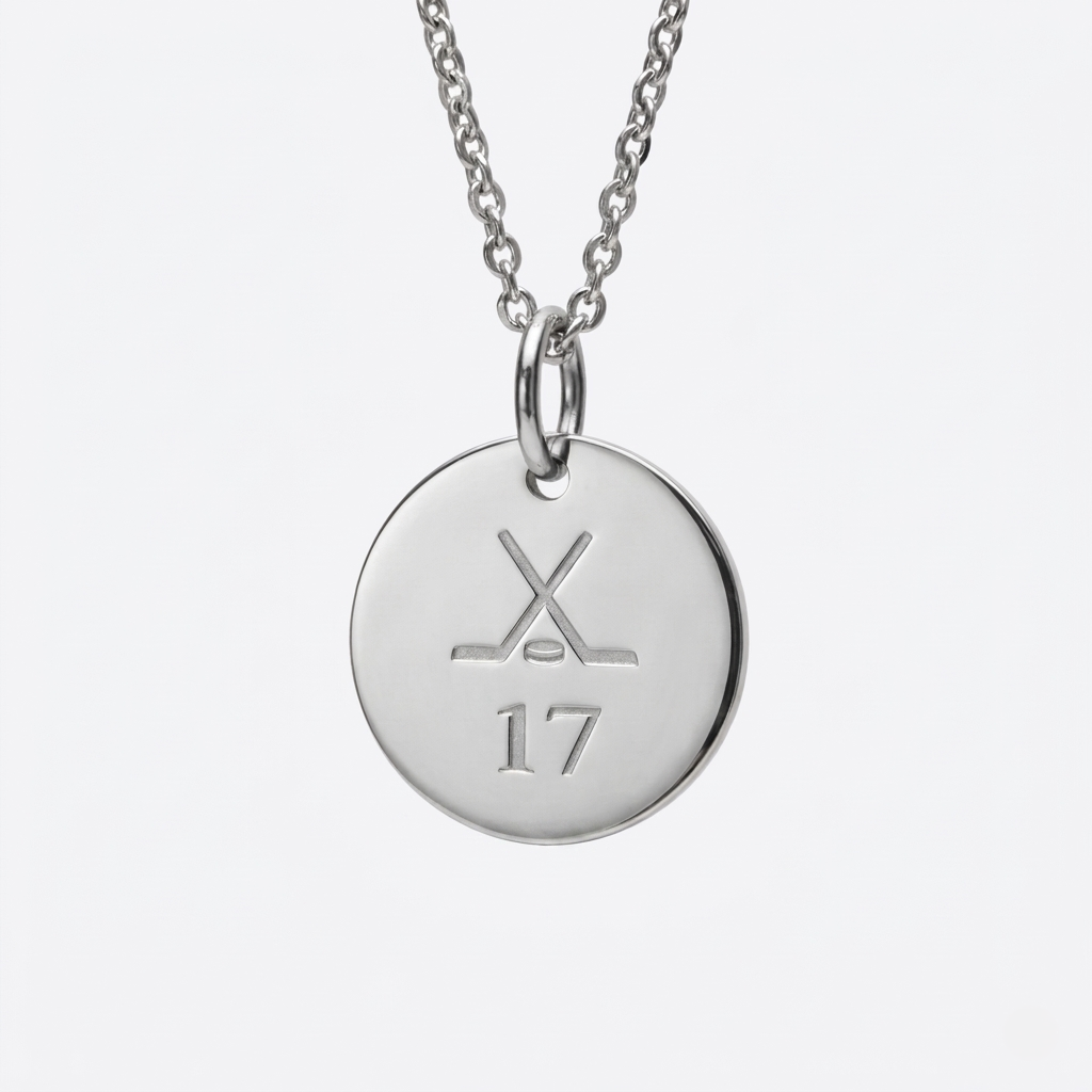 20mm Stainless Steel Medallion Pendant Necklace, Personalized