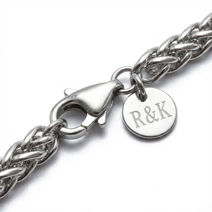 3mm Wheat Style Chain, Stainless Steel, Personalized