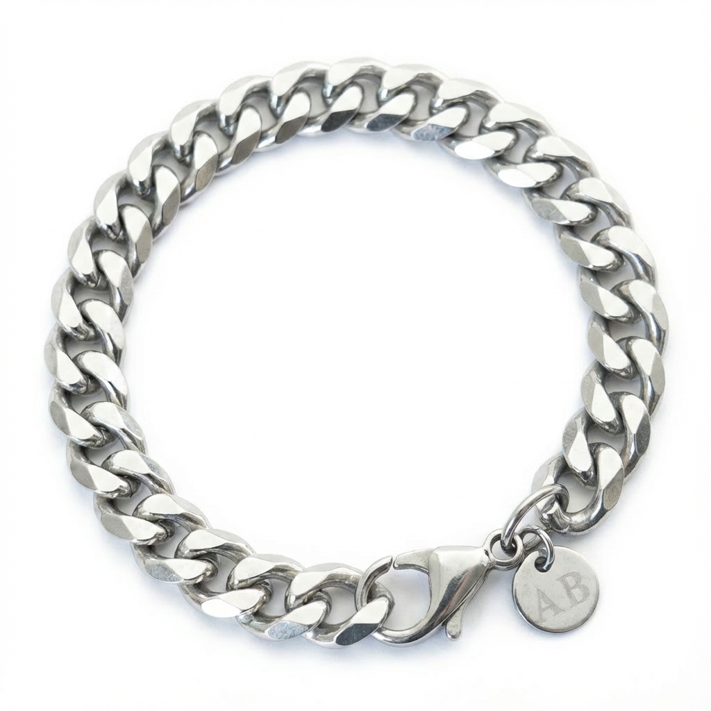 9mm Cuban Style Bracelet, Stainless Steel
